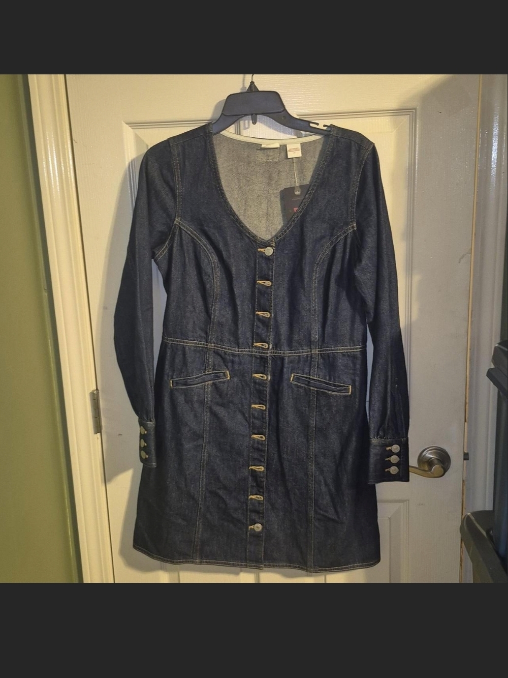 Levi's Dark Indigo Denim Mini Dress with Button Front